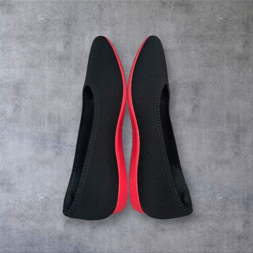 Vivaia Aria Walker  Lightweight Ballet Flat Shoes Womens 7.5 Black Ruby Red Trim - Picture 4 of 8